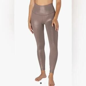 Beyond Yoga Leggings Womens Large Brown Twinkle Shimmer Stretch High Rise Sporty